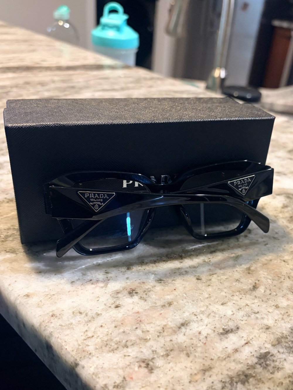 Prada Black Oversized Square Acetate Glasses - Picture 6 of 6